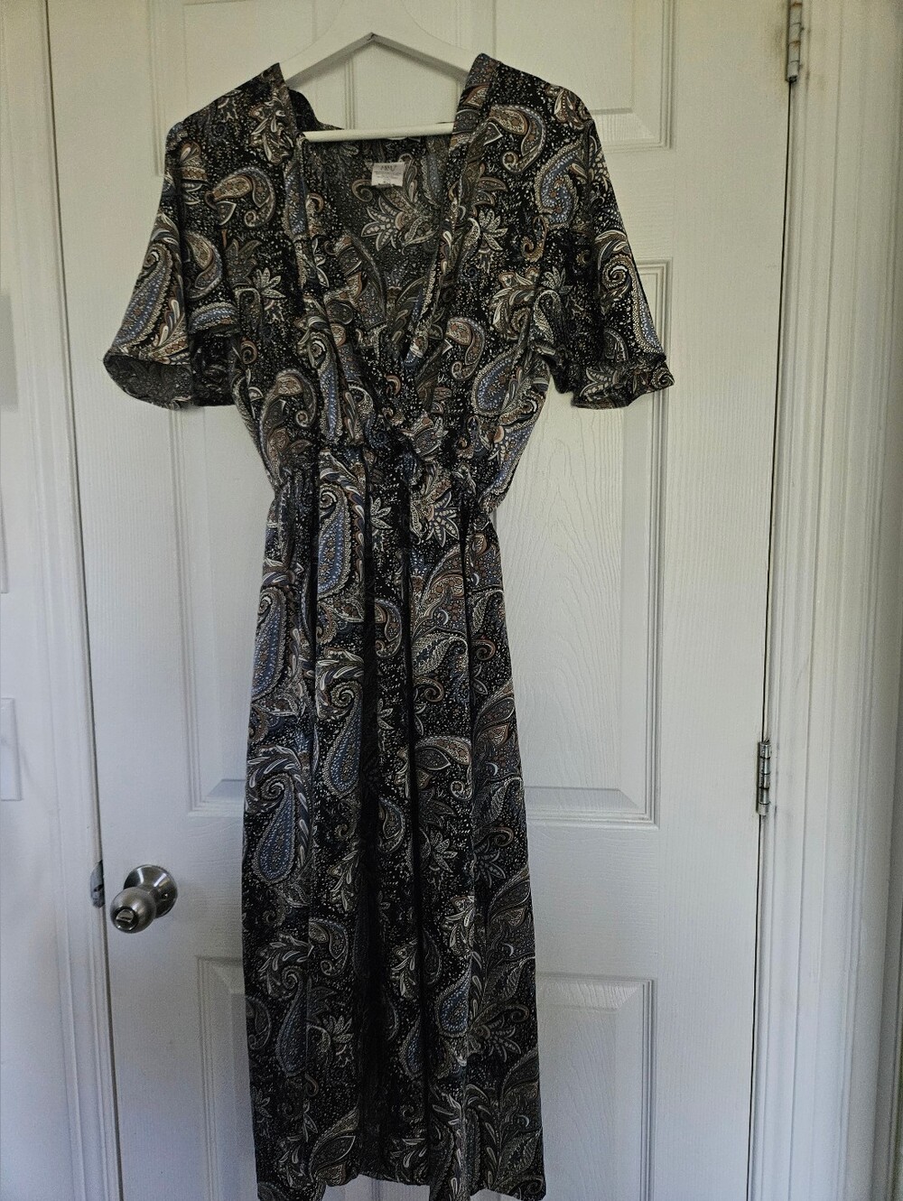 Women's Black Paisley Print Maxi Dress -Mimz Made In Québec Canada
